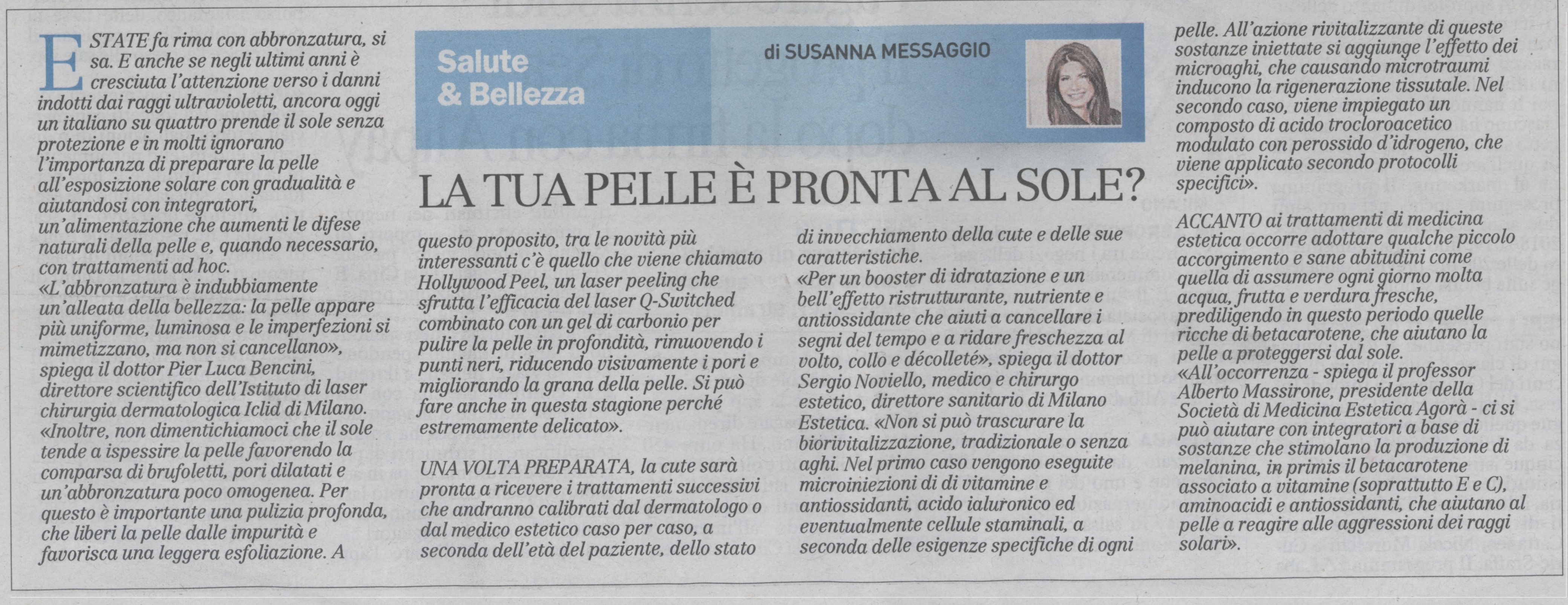 PELLE E SOLE: il dottor Bencini ne parla su Il Giorno del 24 Giugno 2017